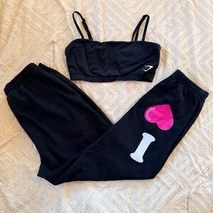 Gymshark I 🩷 Gym Black Joggers & Sports Bra Set